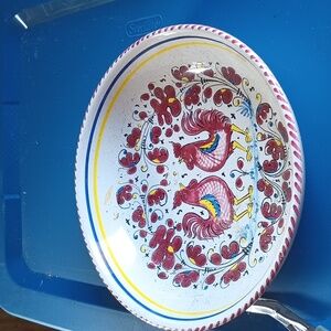 Deruta Serving Bowl.Red Roosters Style vintage rare